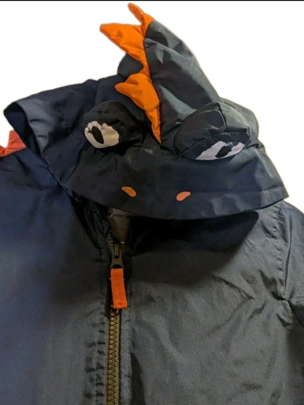 Carter's Navy Hooded Raincoat with Orange Dino Spikes